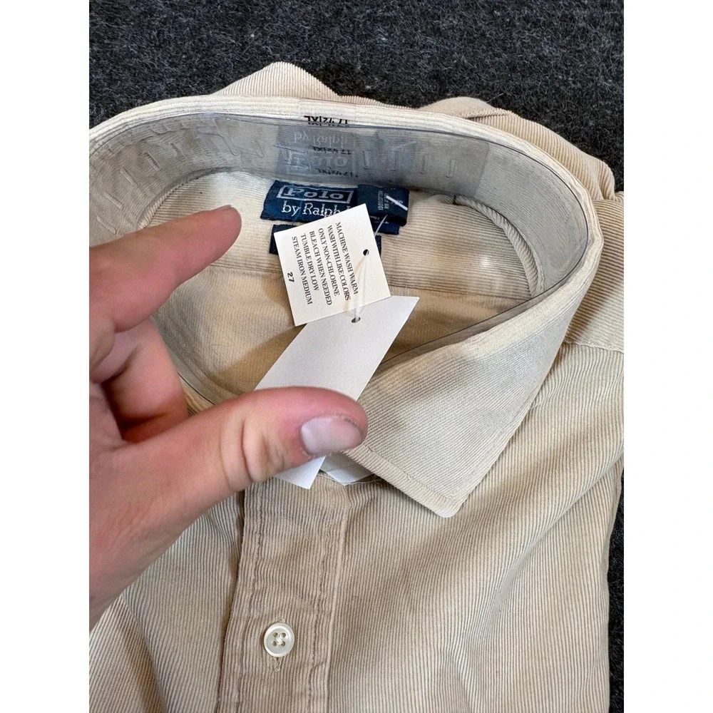 Polo Ralph Lauren Mens Regent Classic Fit Corduroy Shirt Nubuck Tan 17.5 XL NWT